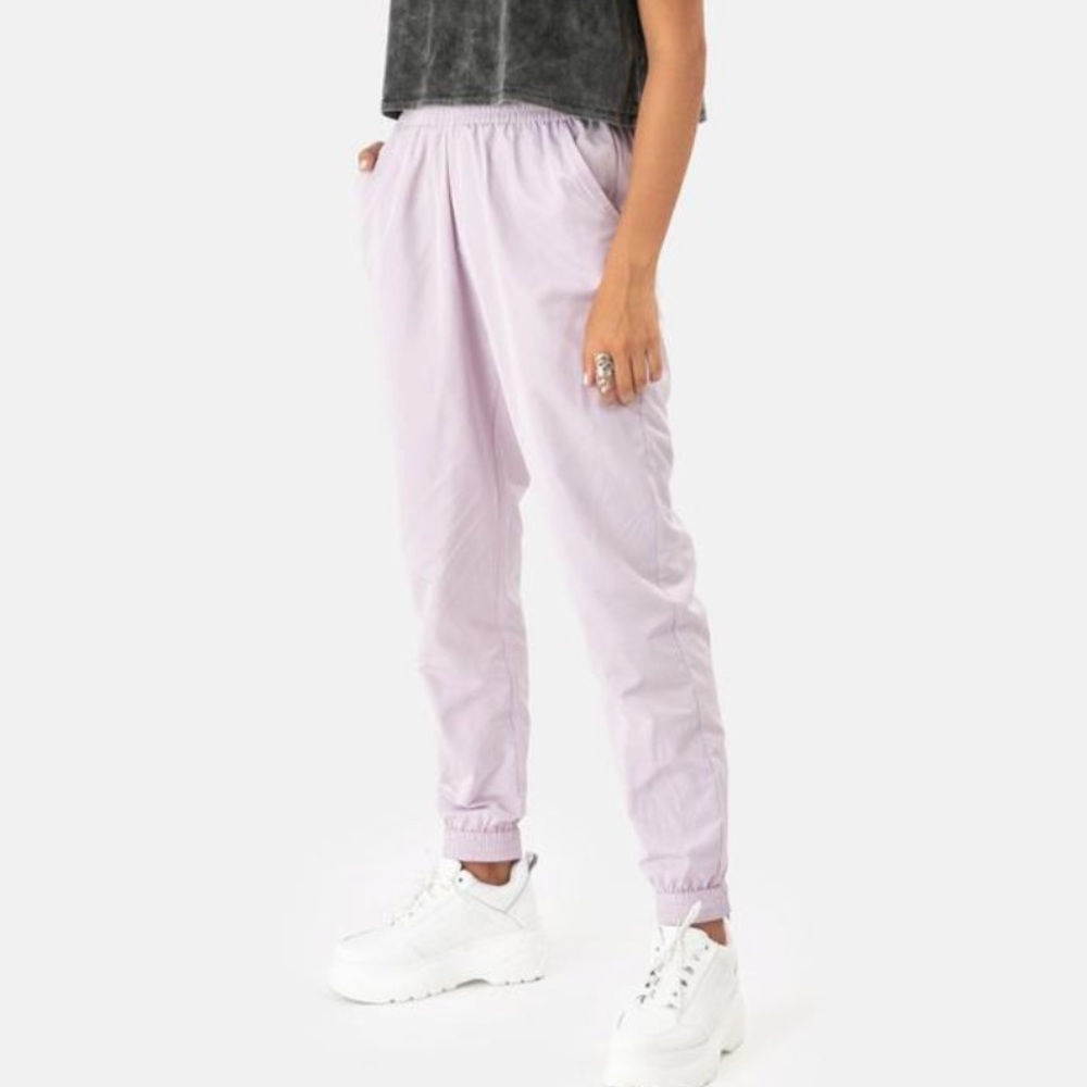 purple track sweat pants